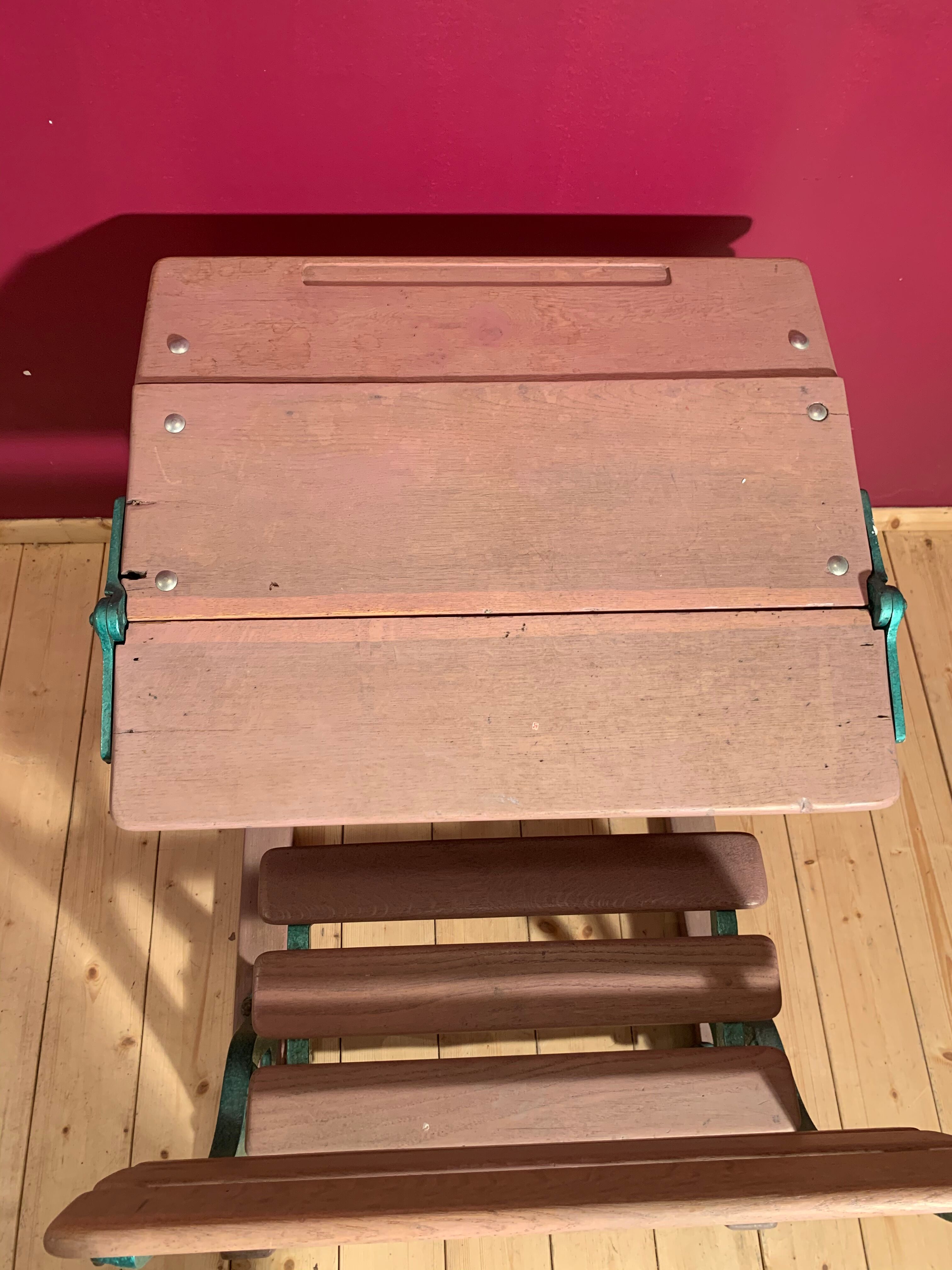 Cast iron and wood school desk