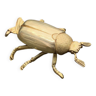 Vintage golden brass scarab