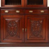 Art Nouveau Display Cabinet or Bookcase in oak with carvings and glass door