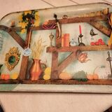 Plate meal sheet metal 1960 signed Clément