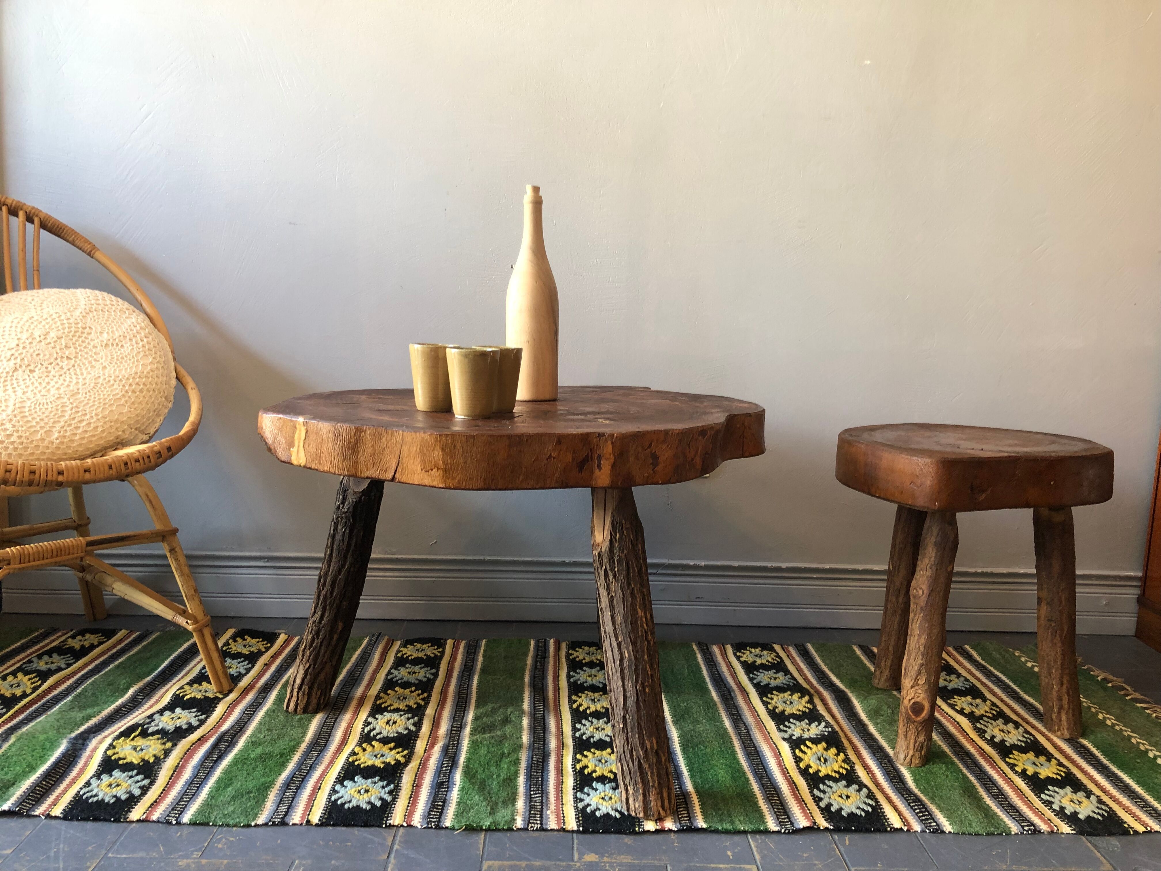 Brutalist oak coffee table