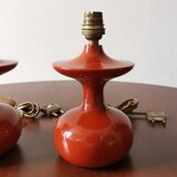 Pair of bedside lamps in lacquered turned wood