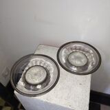 Pair of cutting trays cut glass solid silver