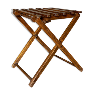 Tabouret d'appoint pliant "de campagne" début XXème en bois ciré