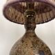 vintage lamp in pyrite sandstone and wool lampshade, La borne 1970
