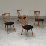 Set of 4 Baumann Menuet chairs black leatherette compass legs