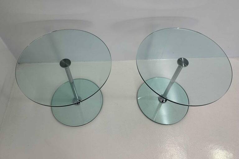 Italian Mid Century Chromed Metal And Glass Coffee Table, 1970s