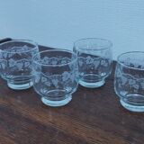 Set of 6 glasses crystal water, grape decoration and vine shoot Luminarc