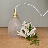 Vintage art deco tulip ride in frosted glass with flower designs