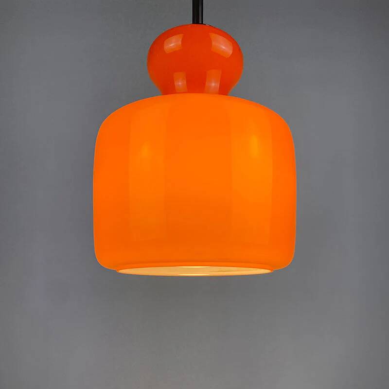 Bright orange glass pendant by Peill and Putzler 1960