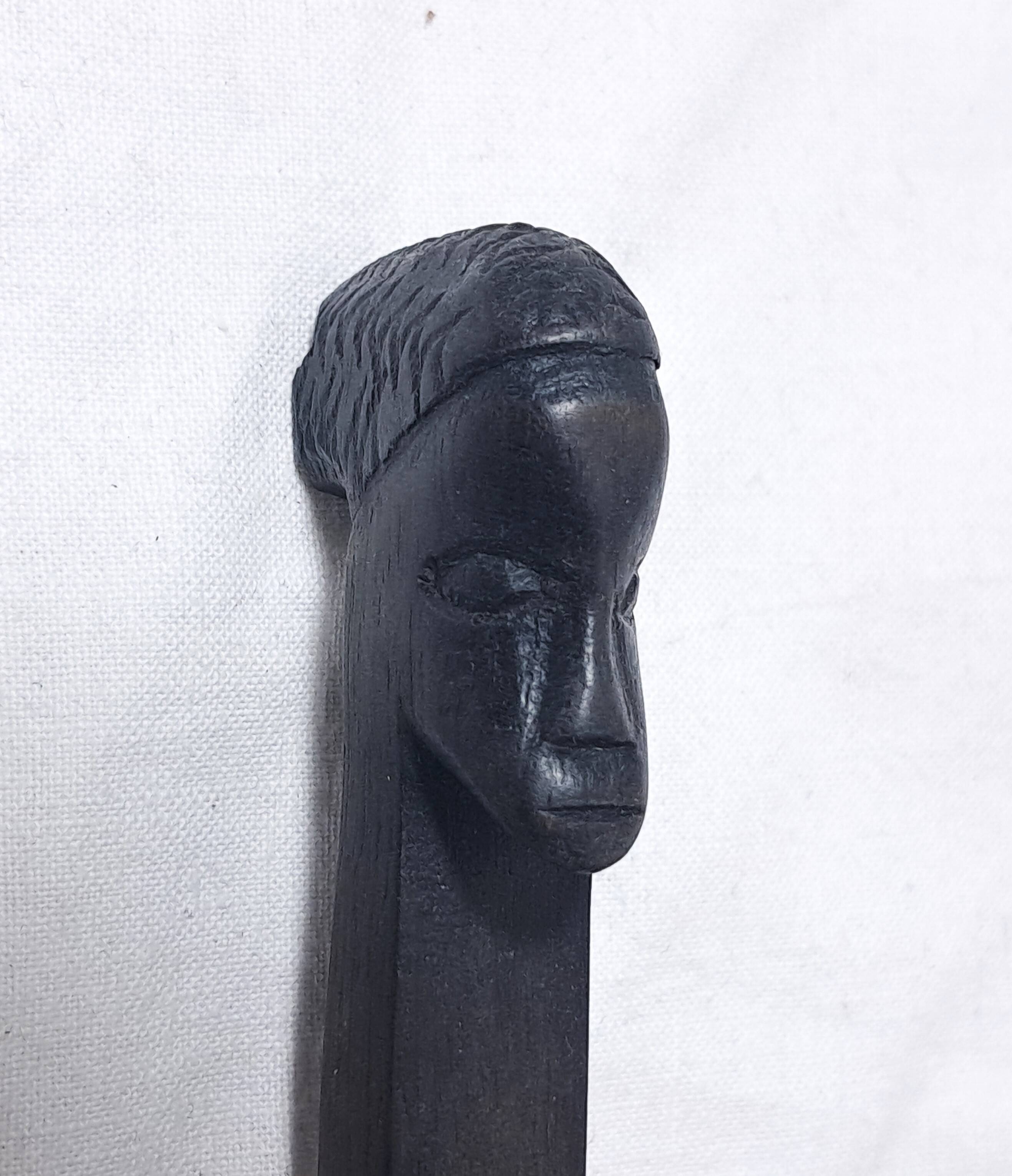 Set of six african cutlery holders carved in blackened wood