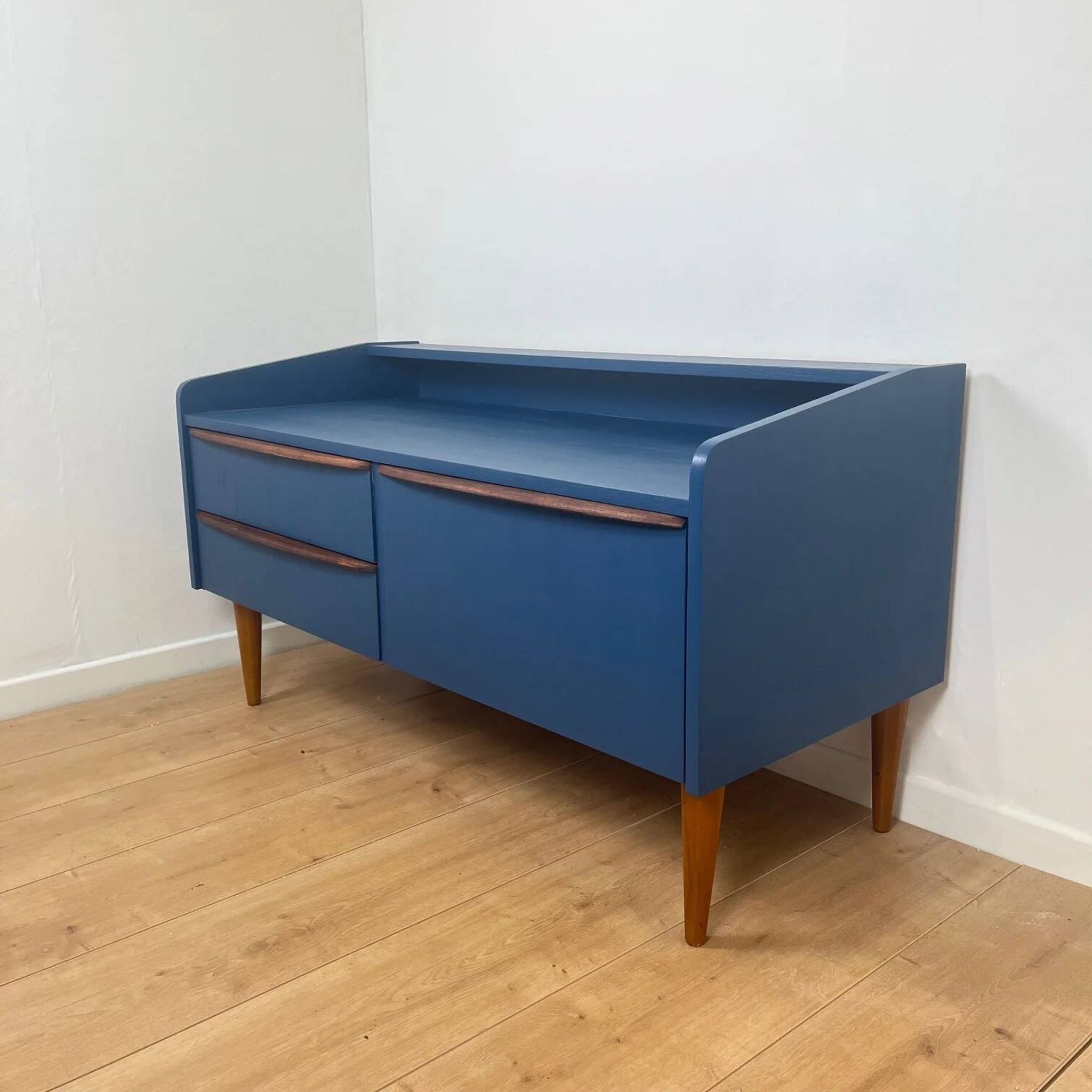 Buffet bas bleu nuit et bois, 1960