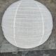 Very large round Japanese-style rattan and natural linen pendant light D:80