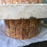 Vintage asymmetrical design coffee table in Mactan travertine stones by Magnussen ponte.