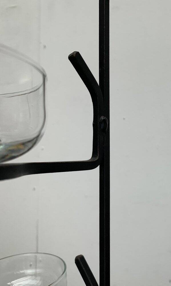 Mid-century metal and glass pendant light from the 1960s.