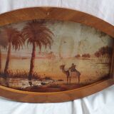 Plateau de service peinture orientaliste sous verre