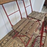 Set of 4 folding chairs for old bistro, guinguette, brasserie