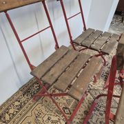 Set of 4 folding chairs for old bistro, guinguette, brasserie