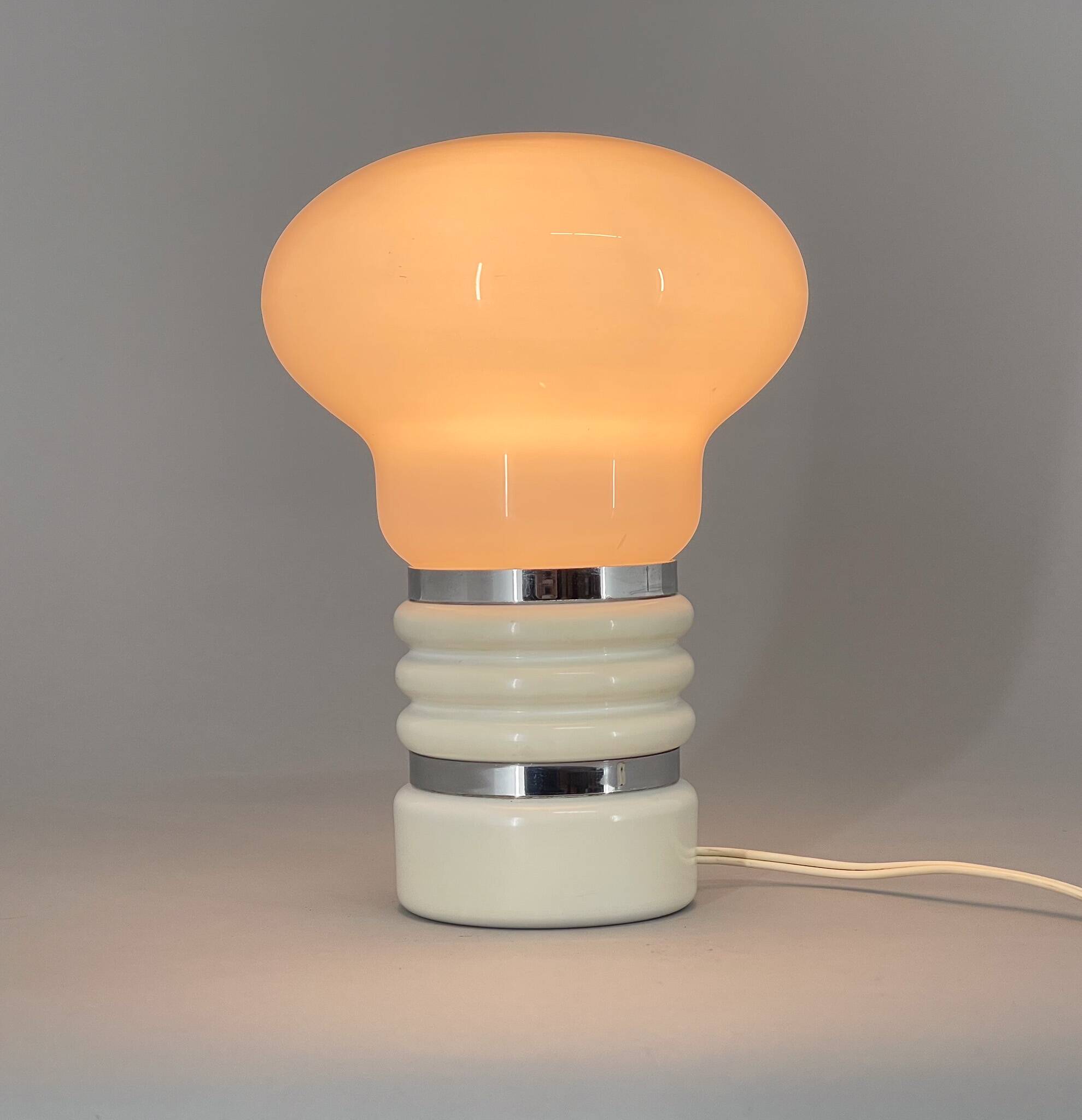 Mid-century Metal & Milk Glass Table Lamp, Italy