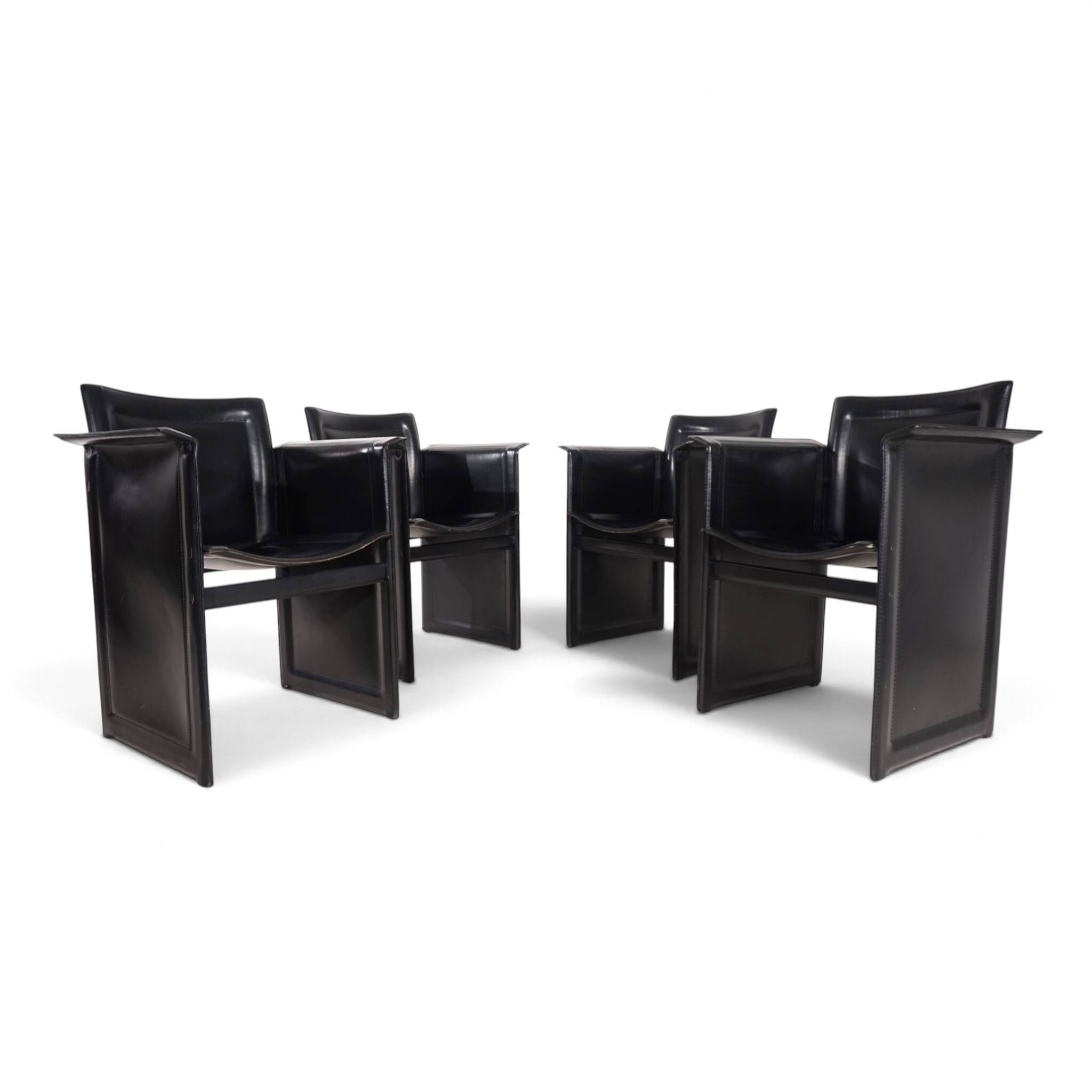 Arrben Solaria leather dining chairs, set of 4 by Tito Agnoli, 1970