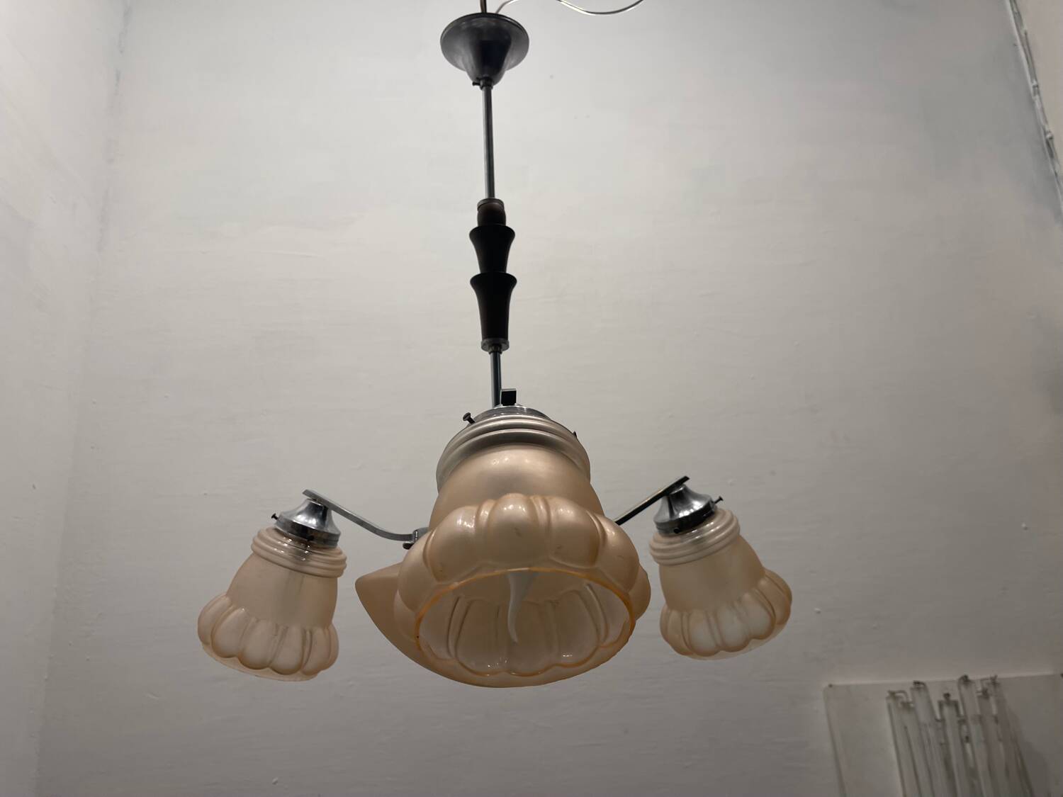 Pink Glass Art Deco Chandelier 1950’s