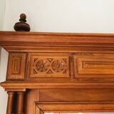 Oak overmantel mirror and beveled mirror
