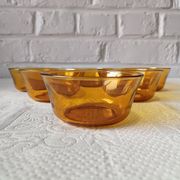 6 amber glass dessert bowls Vereco vintage France