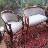 Salon 2 pièces gondoles style Empire à accoudoirs cols de cygnes