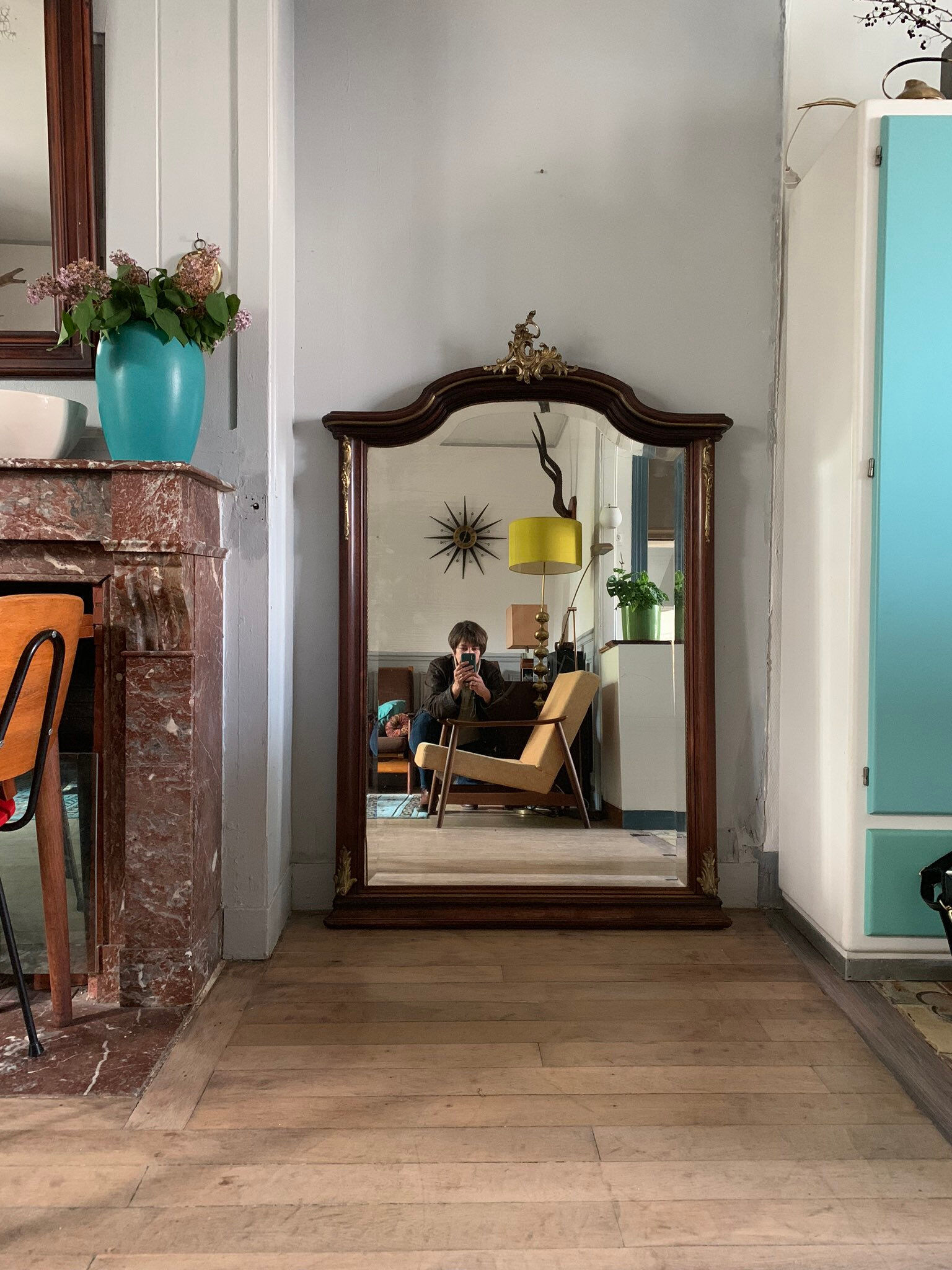 Ancient trumeau fireplace mirror - 146x100cm