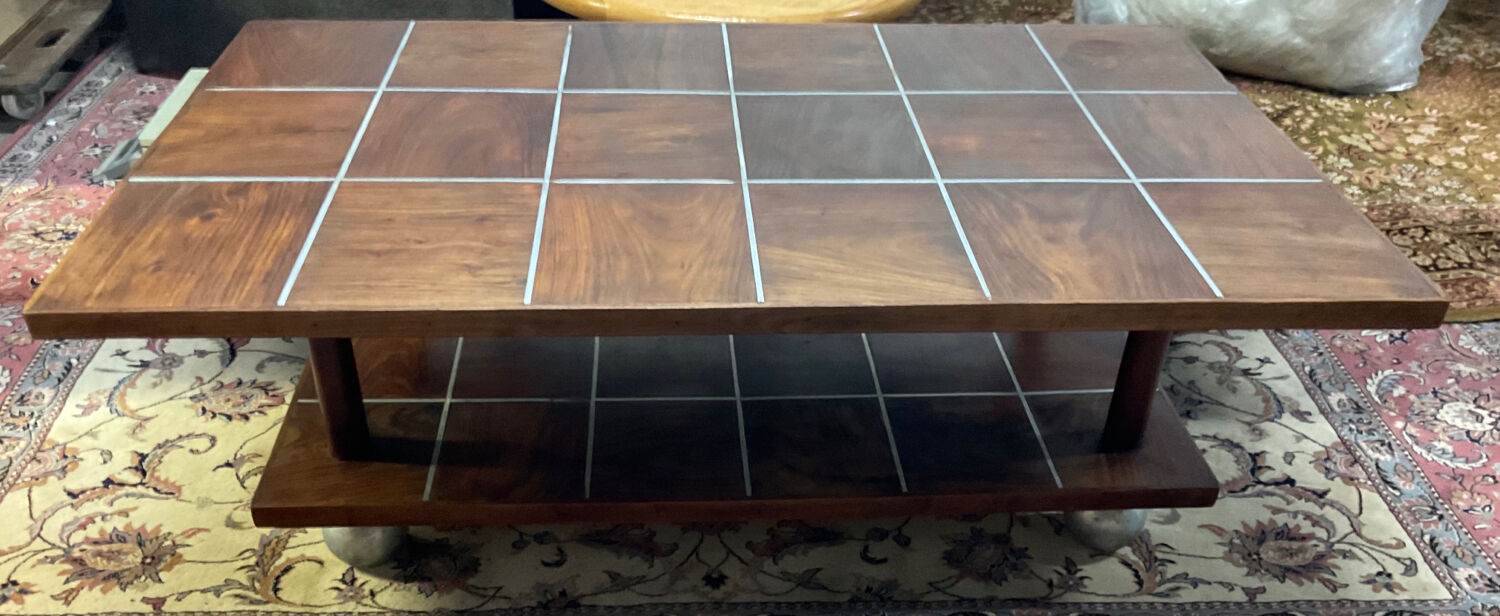 Scandinavian coffee table from the 50s in teak and aluminum