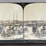 Old photography stereo, stereograph, luxury albumine 1903 Pei Ho River, China