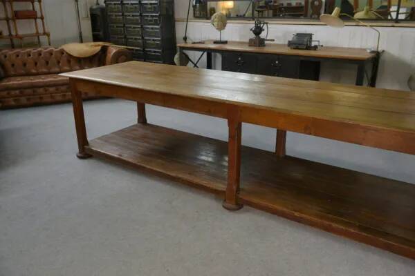 Large solid oak draper's table, 1950s
