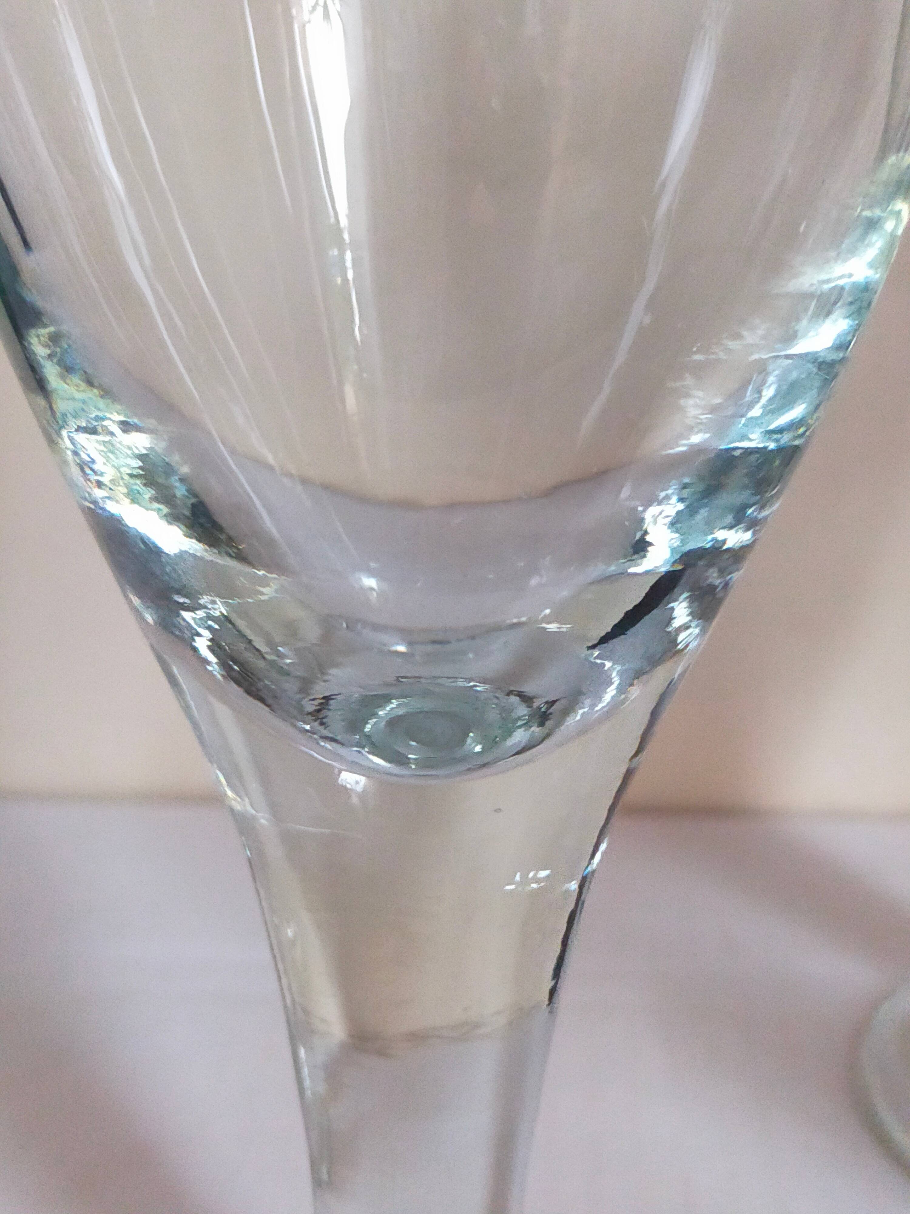 Six XXL blown glass stemmed glasses
