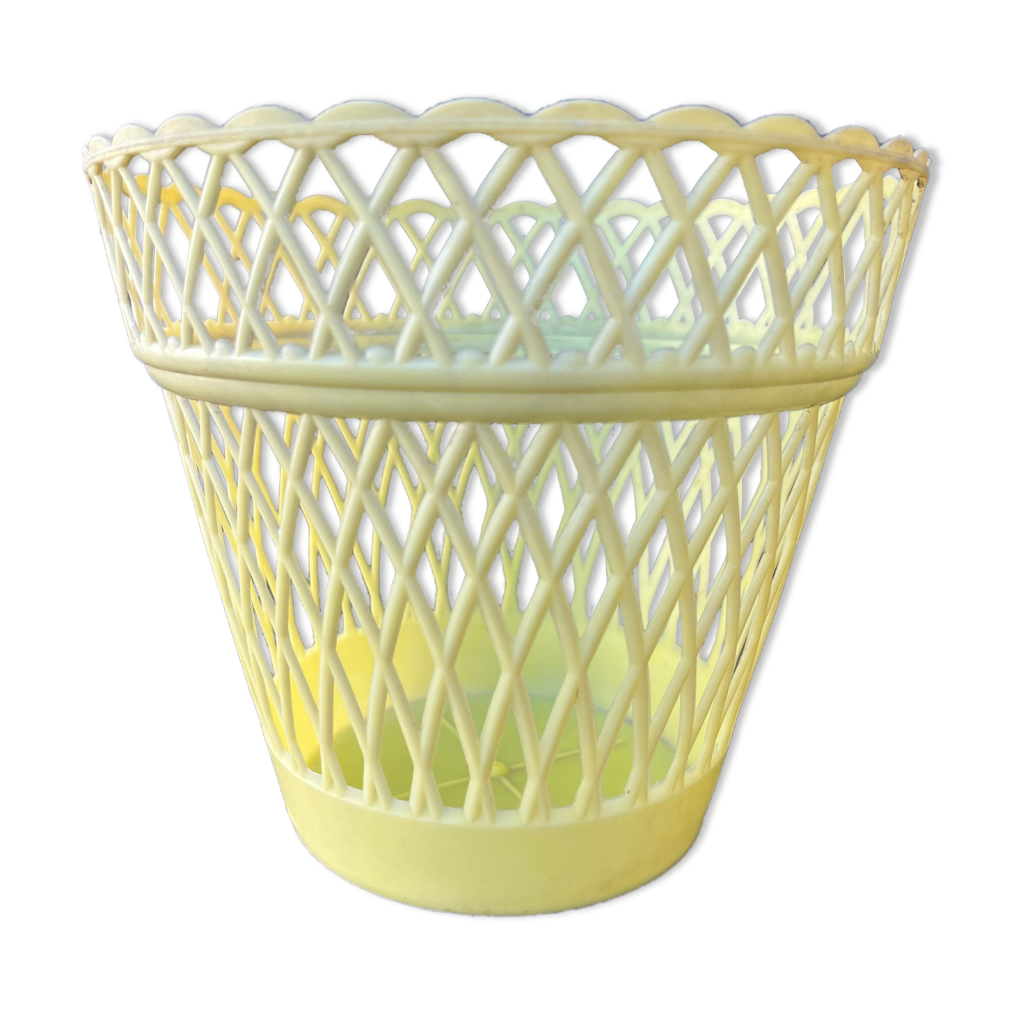Yellow plastic pot cover 50s-60s