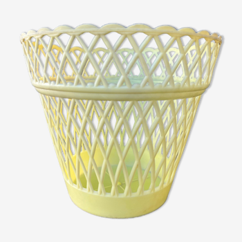 Cache-pot jaune en plastique années 50-60