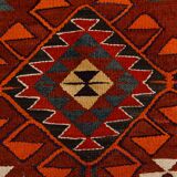 3x12 Wine Red Geometric Vintage Runner Rug, 99x352Cm