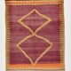 Wine Red & Orange Mid Century Modern Wool Kilim Rug, 153x239 Cm