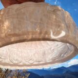 Art Deco Pink Opaline Glass Suspension Lamp Shade Rose Detail