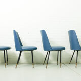 Ensemble de 4 chaises de salle à manger italiennes avec pieds en laiton, années 1950