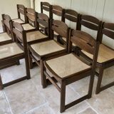 Dining chairs "sled" in walnut and cane