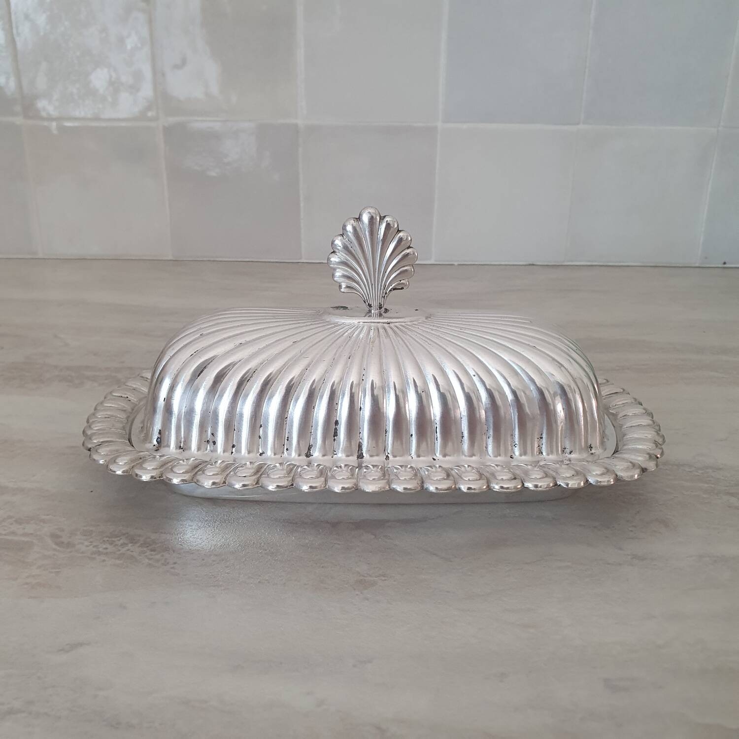 Beurrier coquillage en métal argenté orfeverie Produx