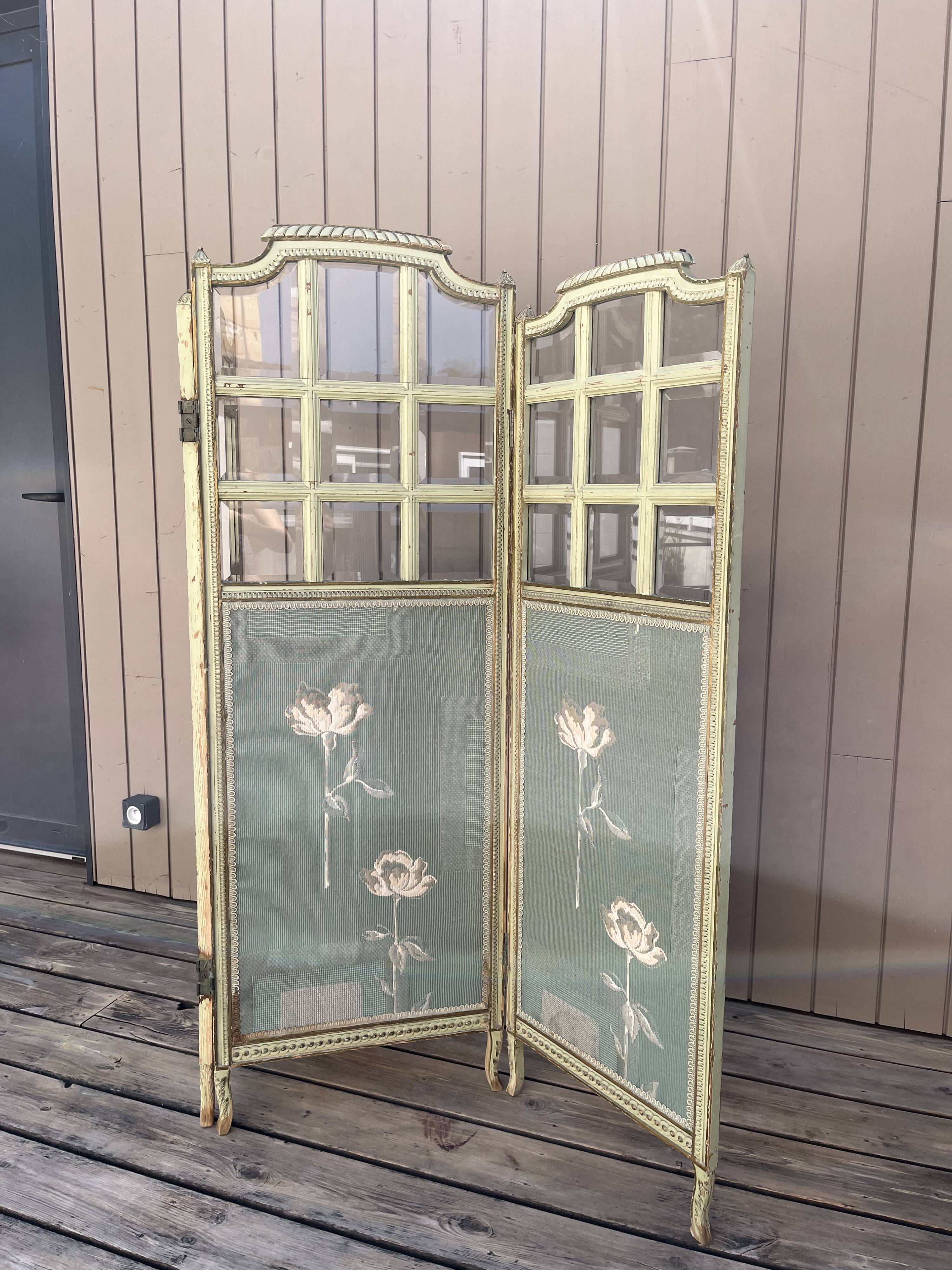 Paravent en verre et tissu