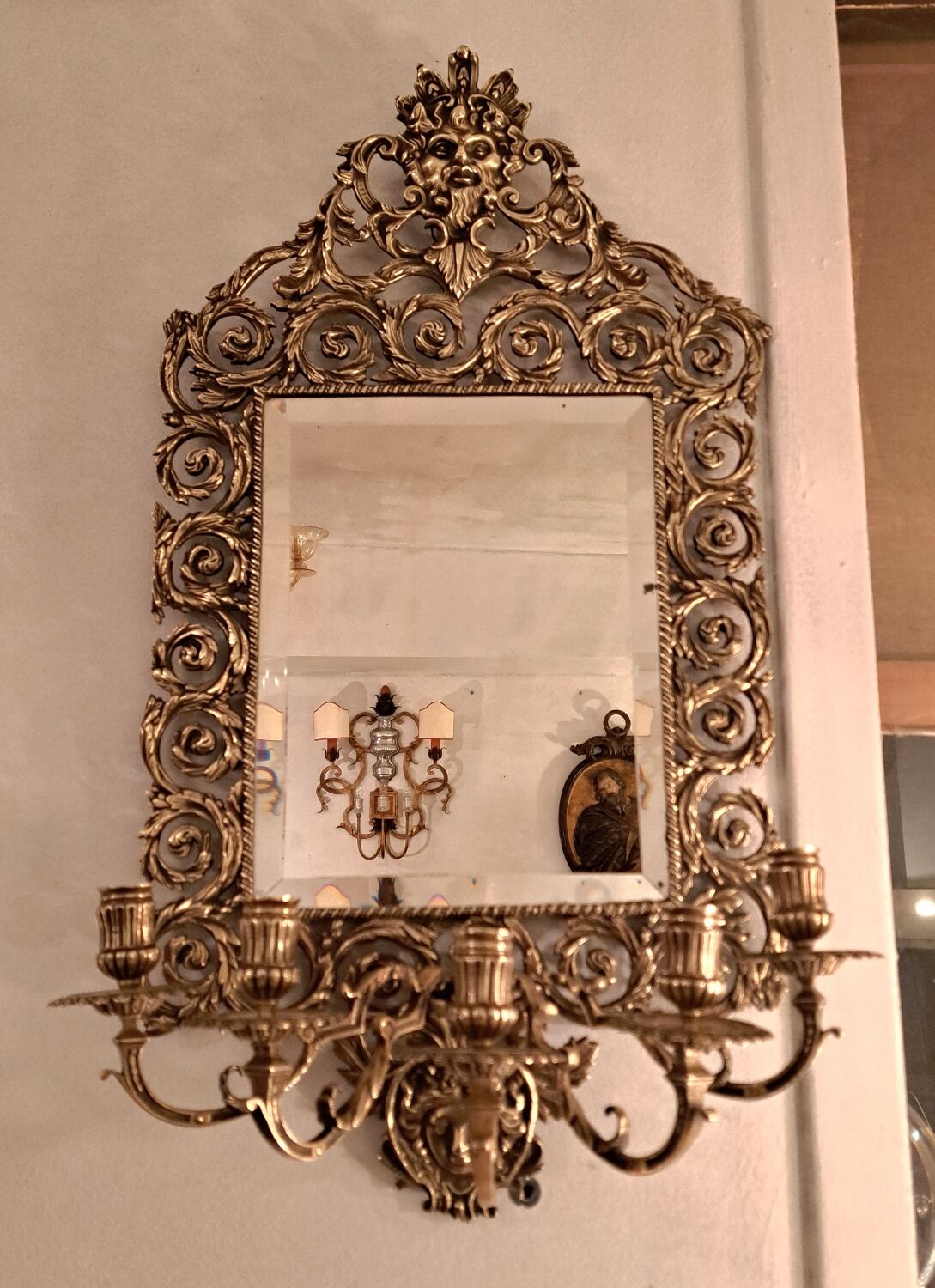 Paire d'appliques miroirs XIXème en bronze