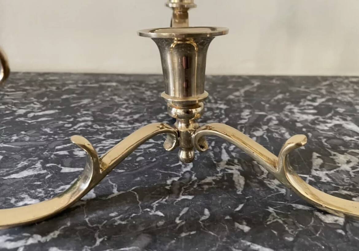 Gold-plated brass candlestick