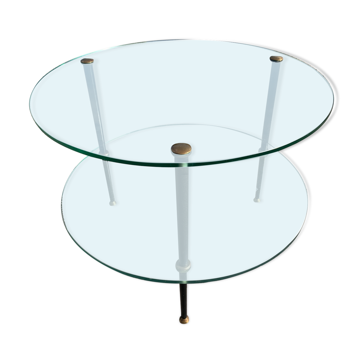 Tripod coffee table double tops vintage 10960