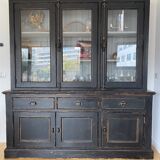 Bibliothèque / vitrine ancienne bois et fer forgé