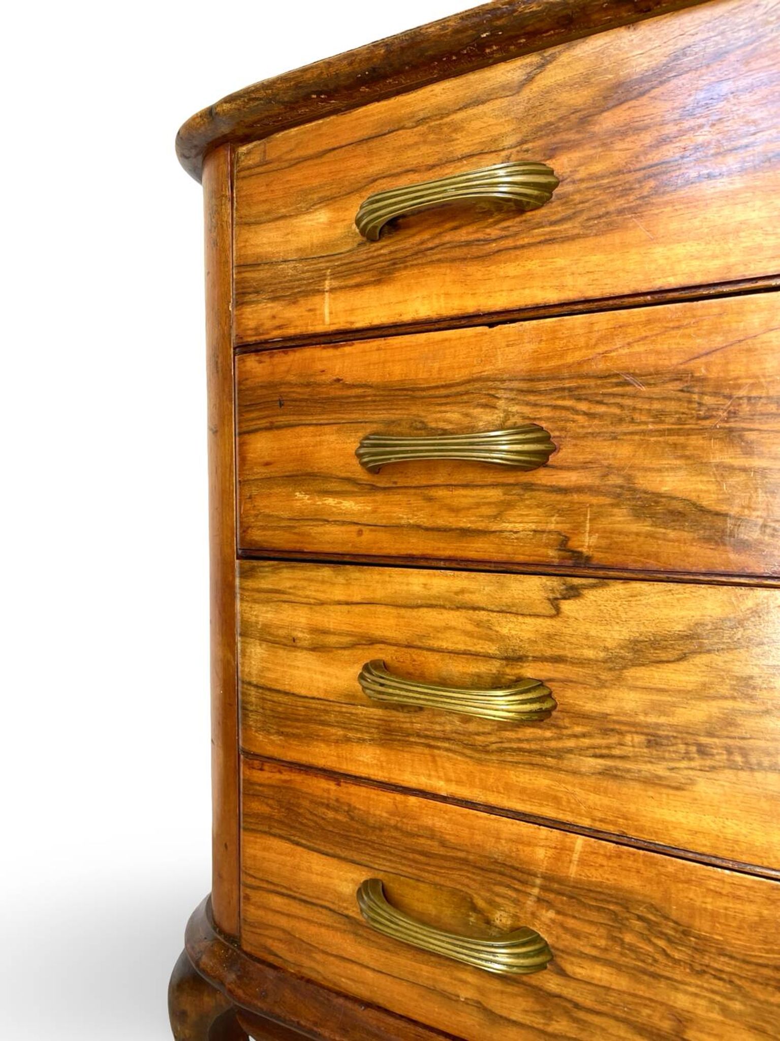 Italian art deco burl walnut chest of drawers, 1930s/1940s