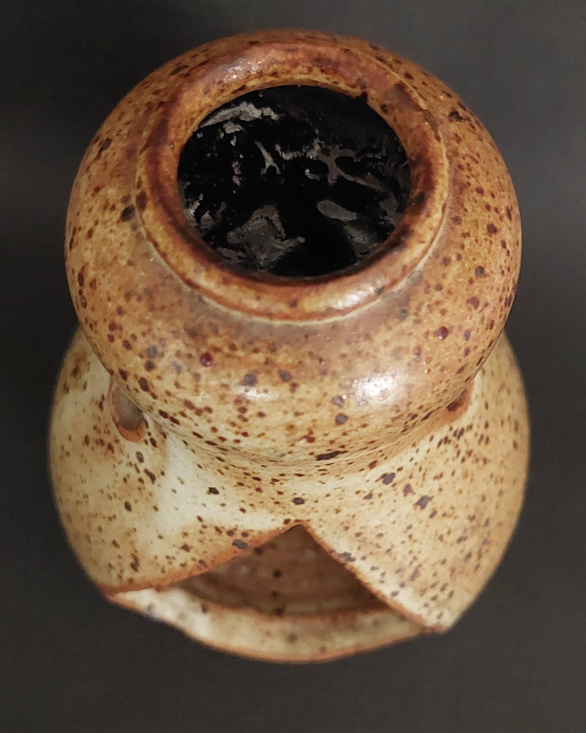 20th century pyrite stoneware tea light holder