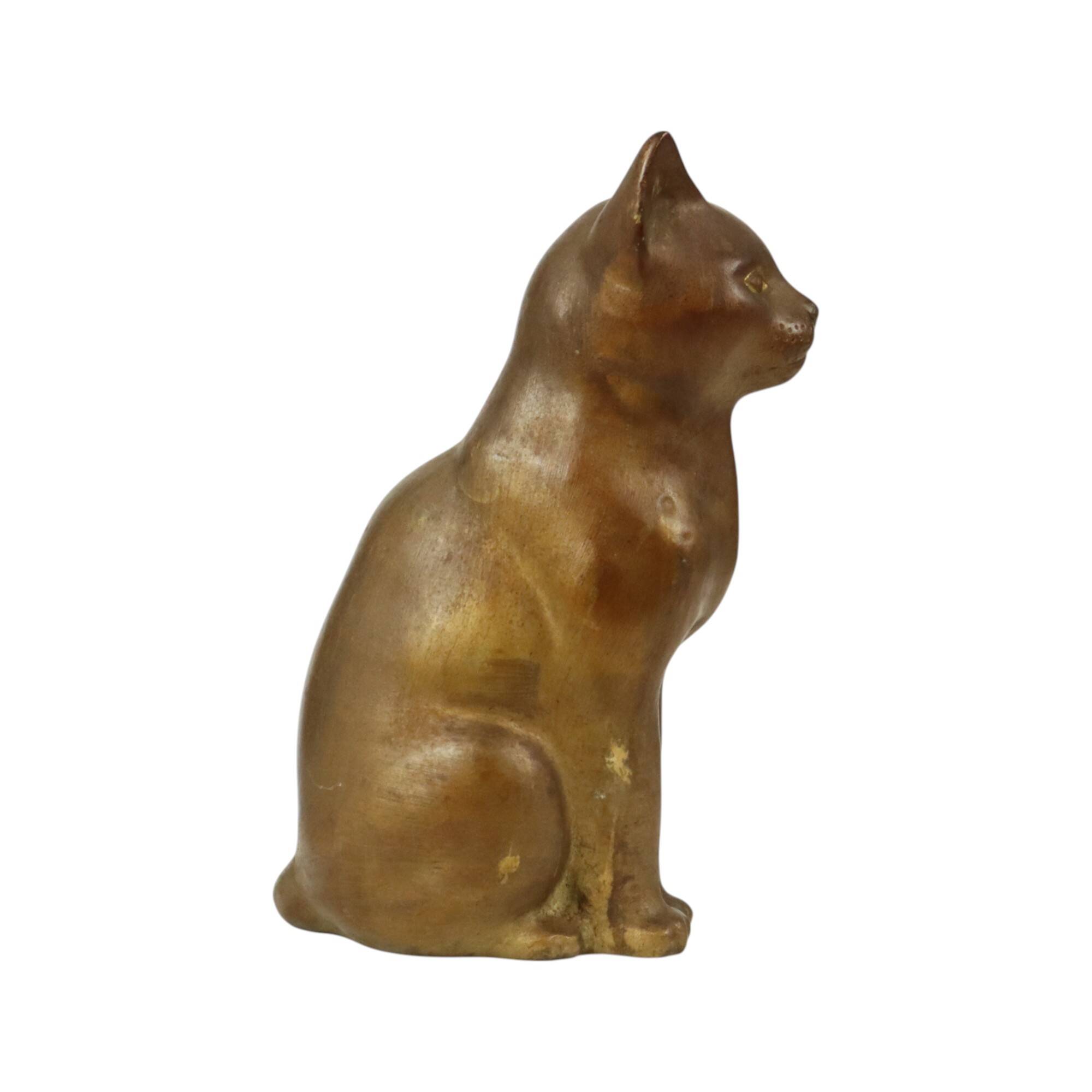 Vintage Cat Statue Bronze Sculpture Cat Decorative 24cm