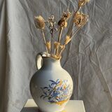 Carafe blanche peinte bouquet bleu et jaune H22